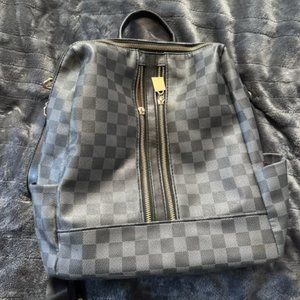 Checkered **NOT LV** Black Backpack/Off-Shoulderbag